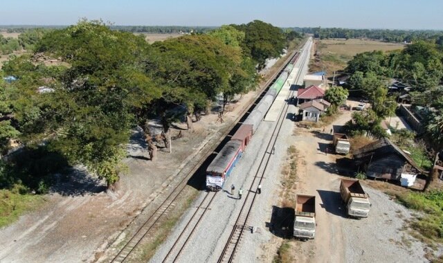 ヤンゴン・マンダレー鉄道整備事業　初回の大規模線路切換が完了